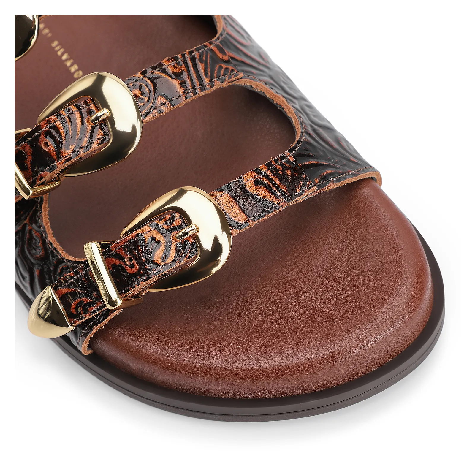 Papete Western Couro Marrom Adamascado