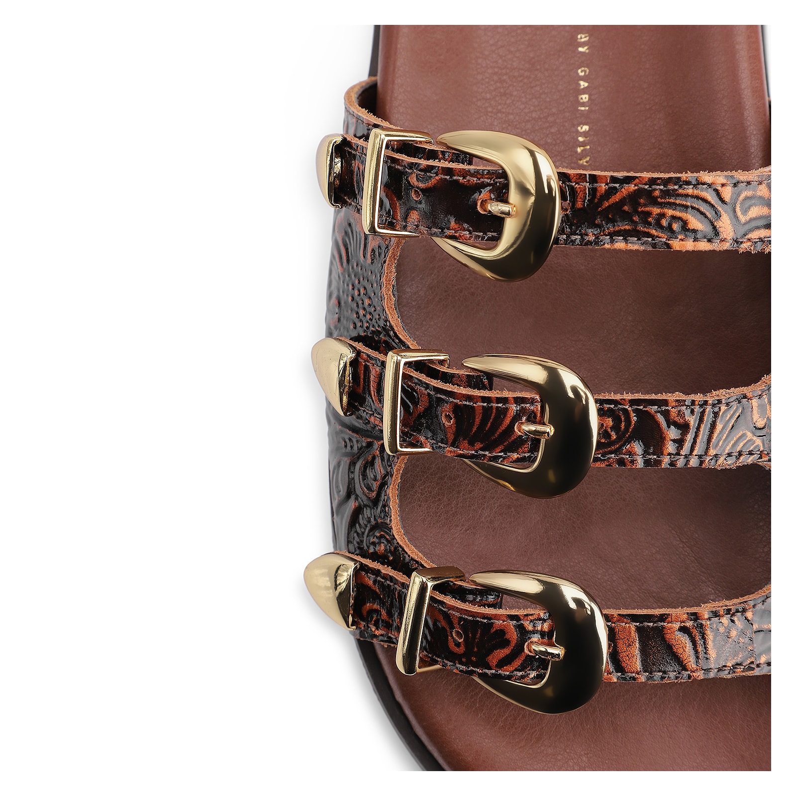 Papete Western Couro Marrom Adamascado