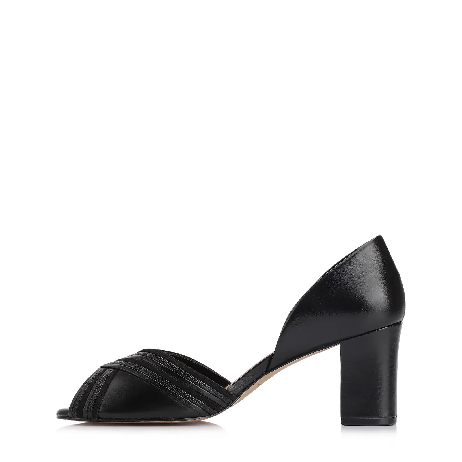 Peep Toe Alt Preto/Alt Lezard Preto/ Couro Nobuck Preto