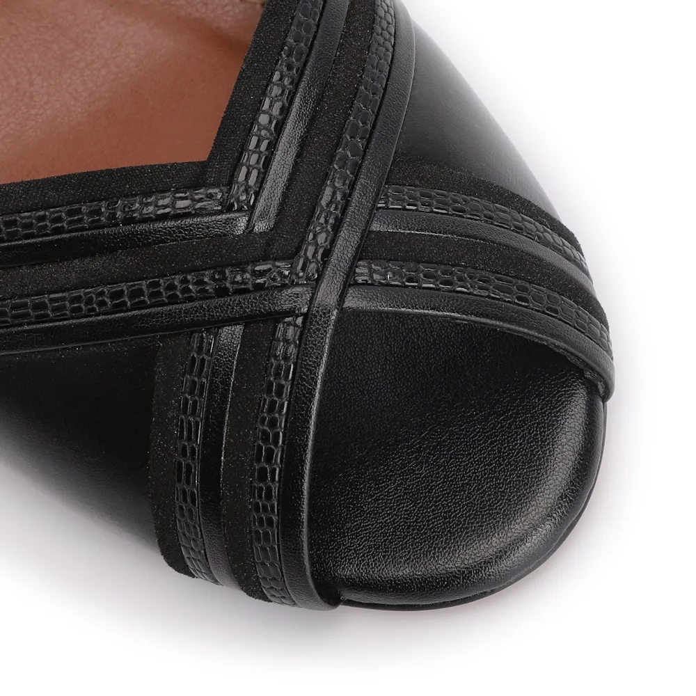 Peep Toe Alt Preto/Alt Lezard Preto/ Couro Nobuck Preto - imagem 7