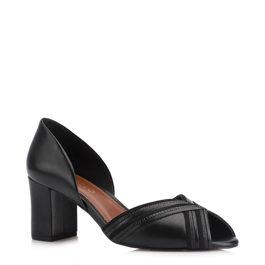 Peep Toe Alt Preto/Alt Lezard Preto/ Couro Nobuck Preto