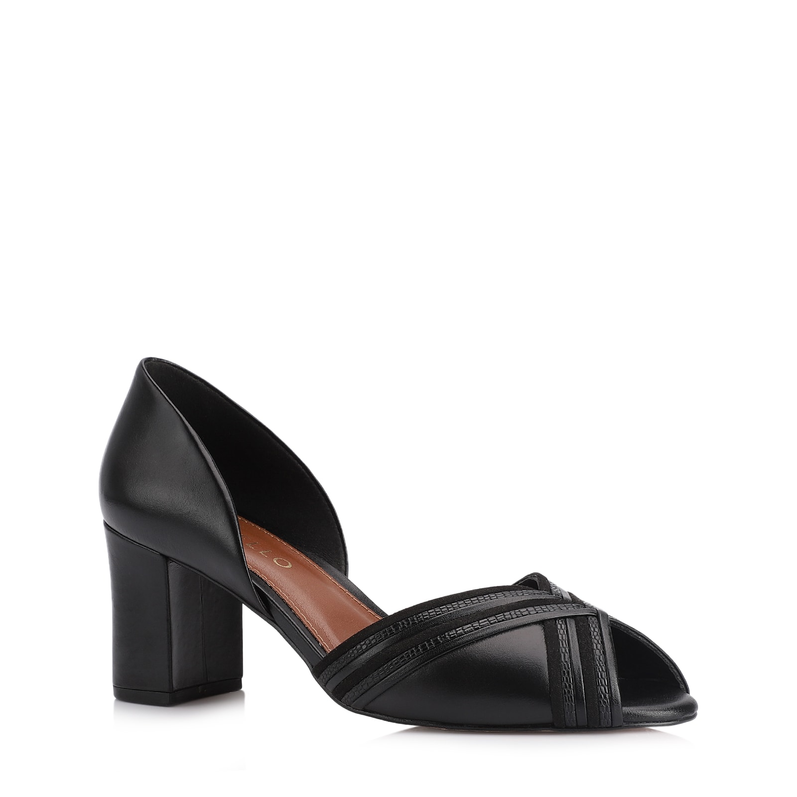 Peep Toe Alt Preto/Alt Lezard Preto/ Couro Nobuck Preto