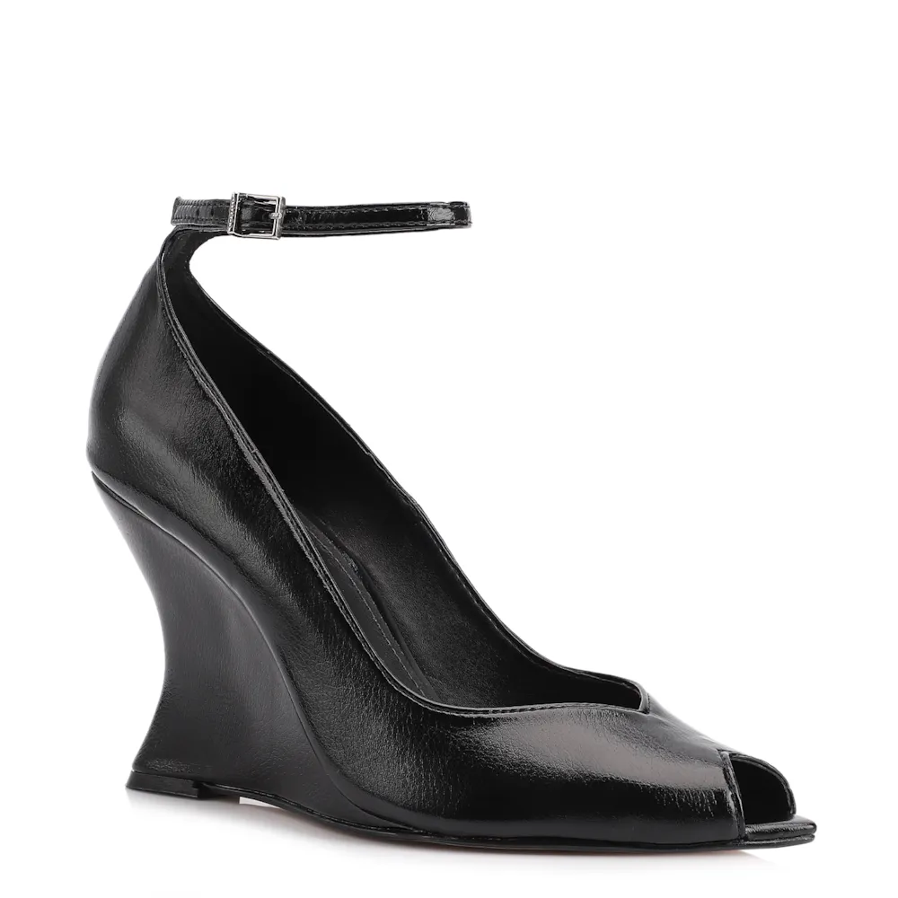 Peep Toe Anabela Alt Lux Preto