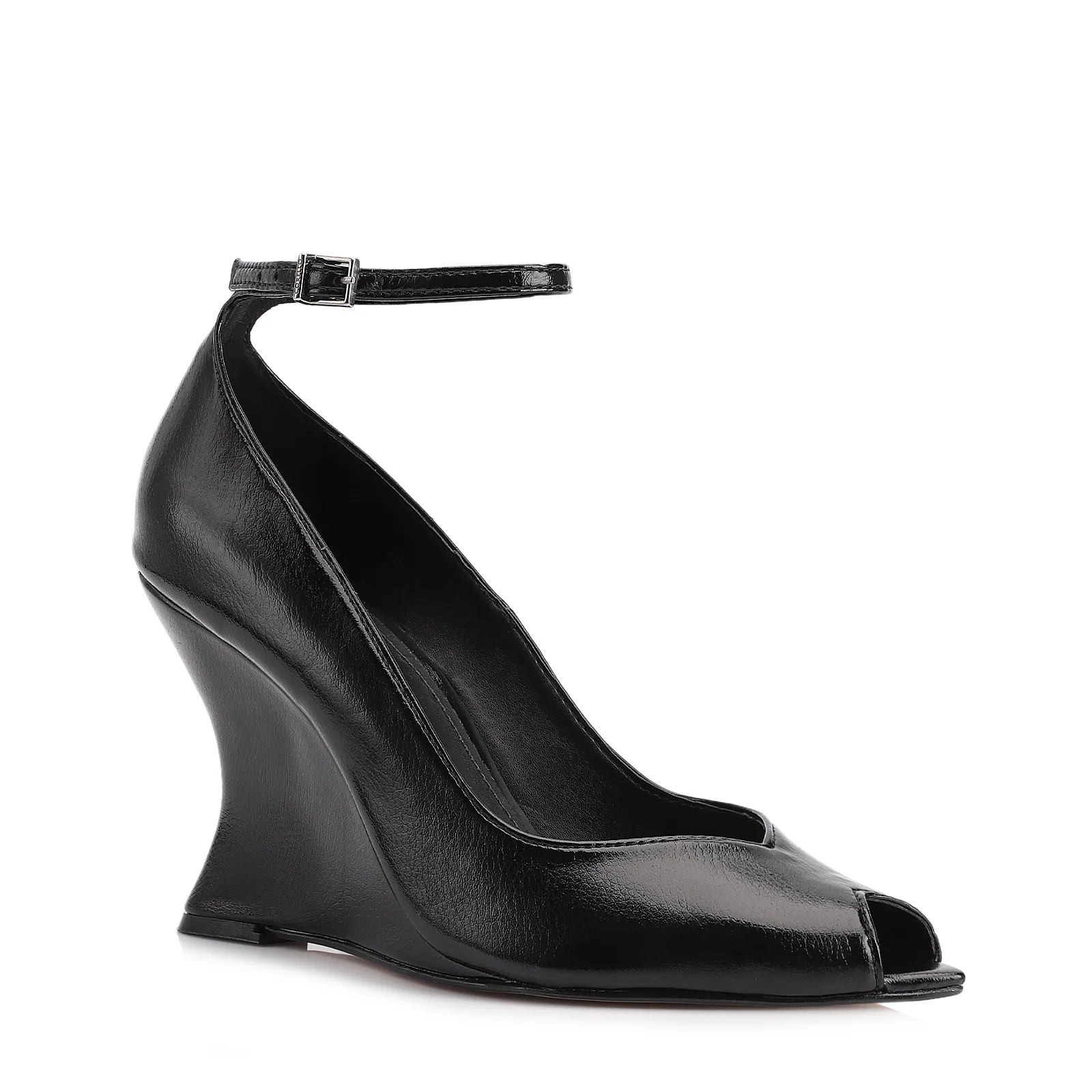 Peep Toe Anabela Alt Lux Preto
