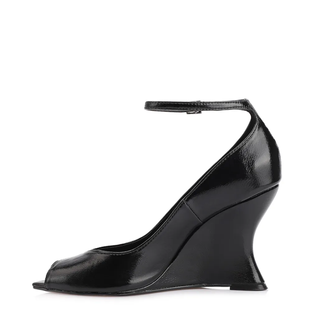 Peep Toe Anabela Alt Lux Preto - imagem 5