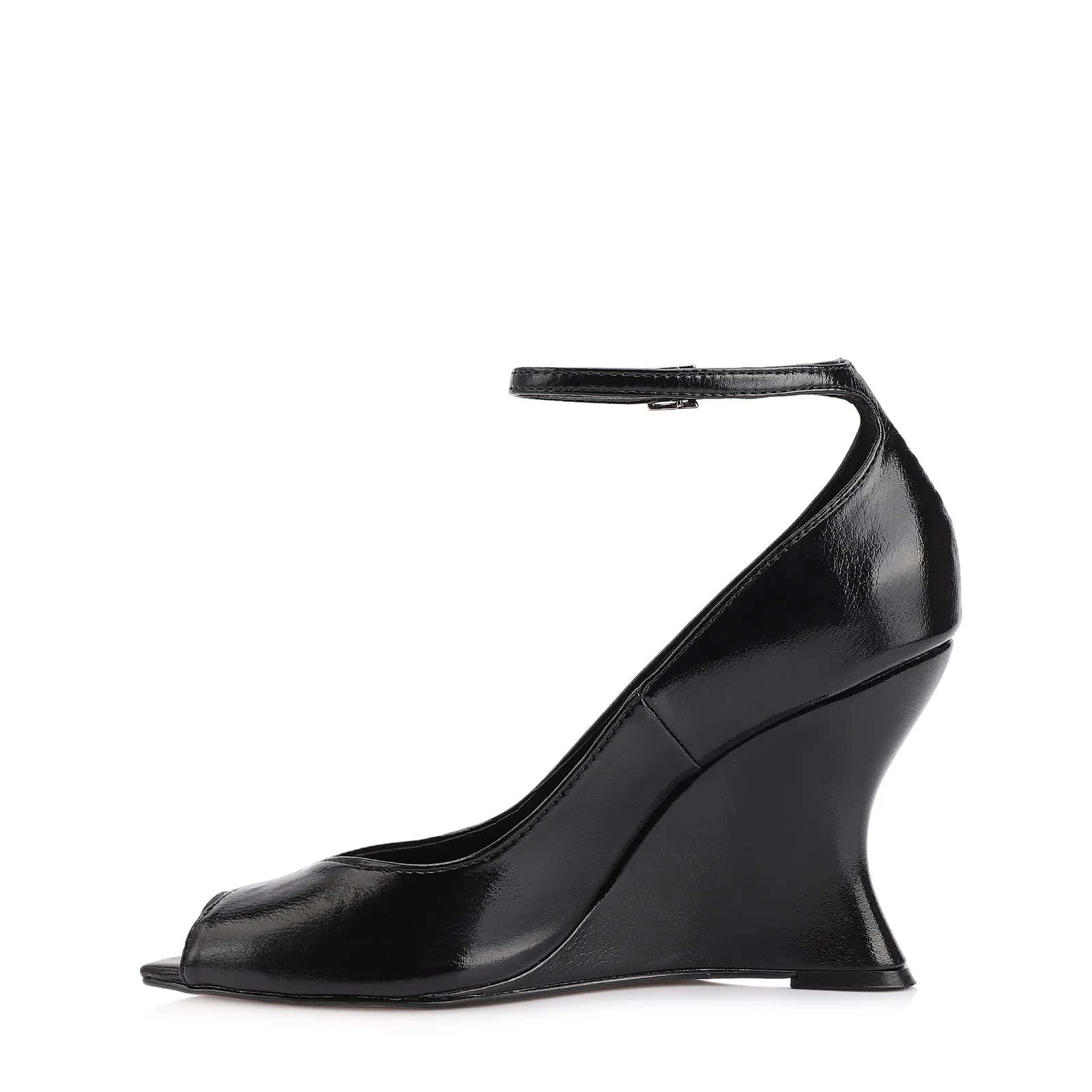 Peep Toe Anabela Alt Lux Preto
