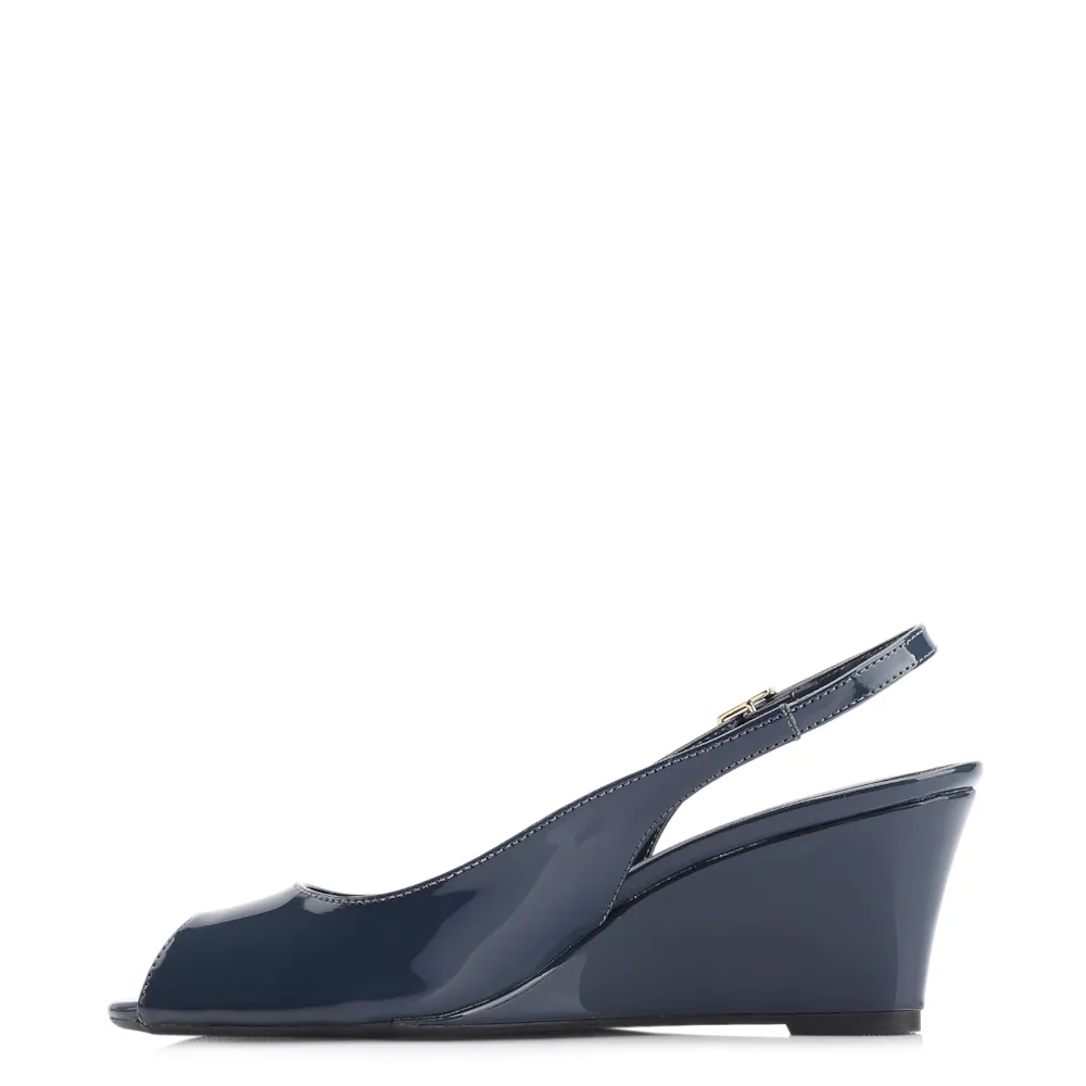 Peep Toe Anabela Alt Verniz Azul - imagem 4