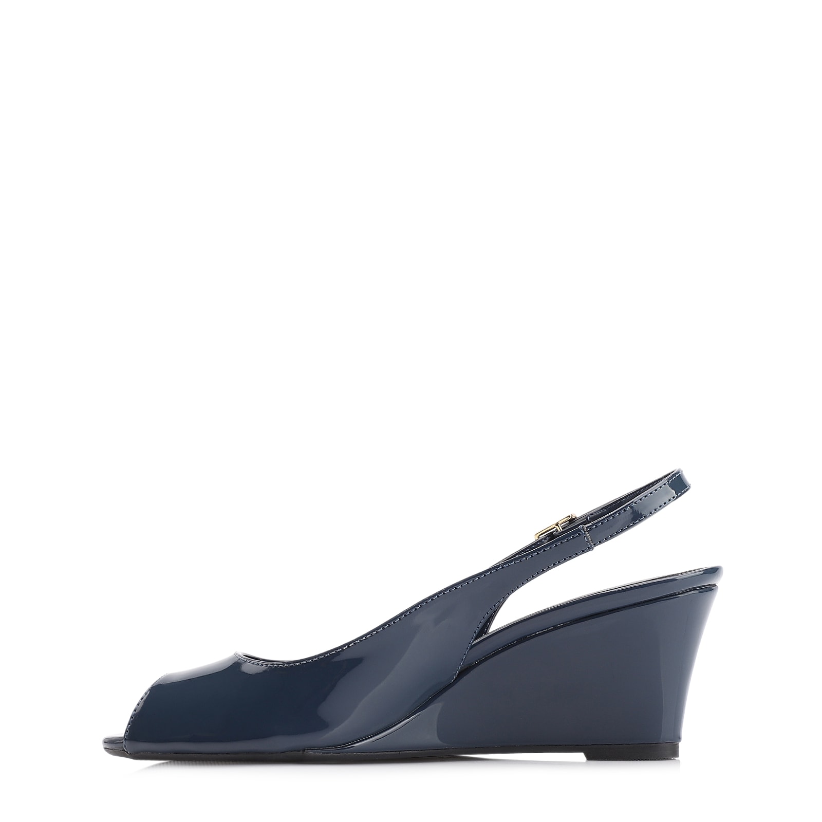 Peep Toe Anabela Alt Verniz Azul