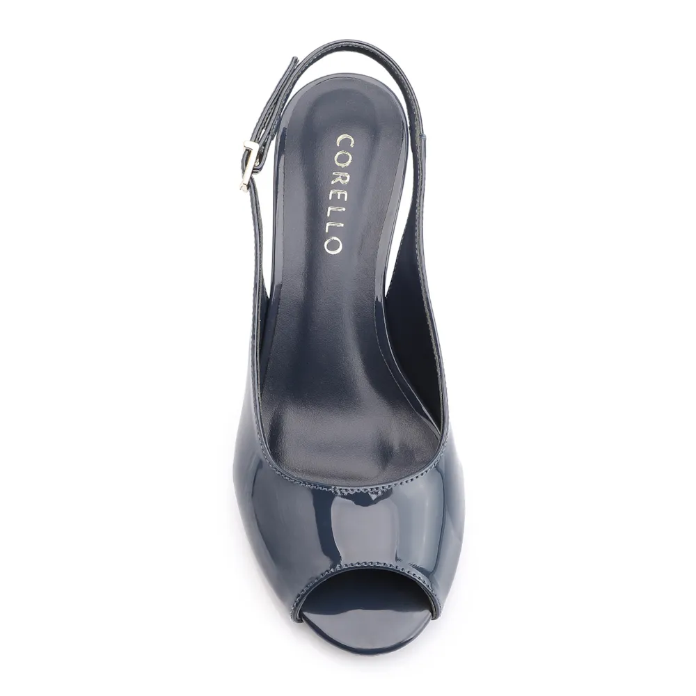 Peep Toe Anabela Alt Verniz Azul - imagem 5