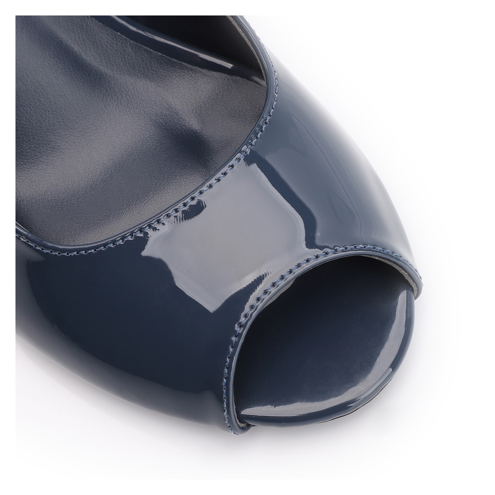 Peep Toe Anabela Alt Verniz Azul