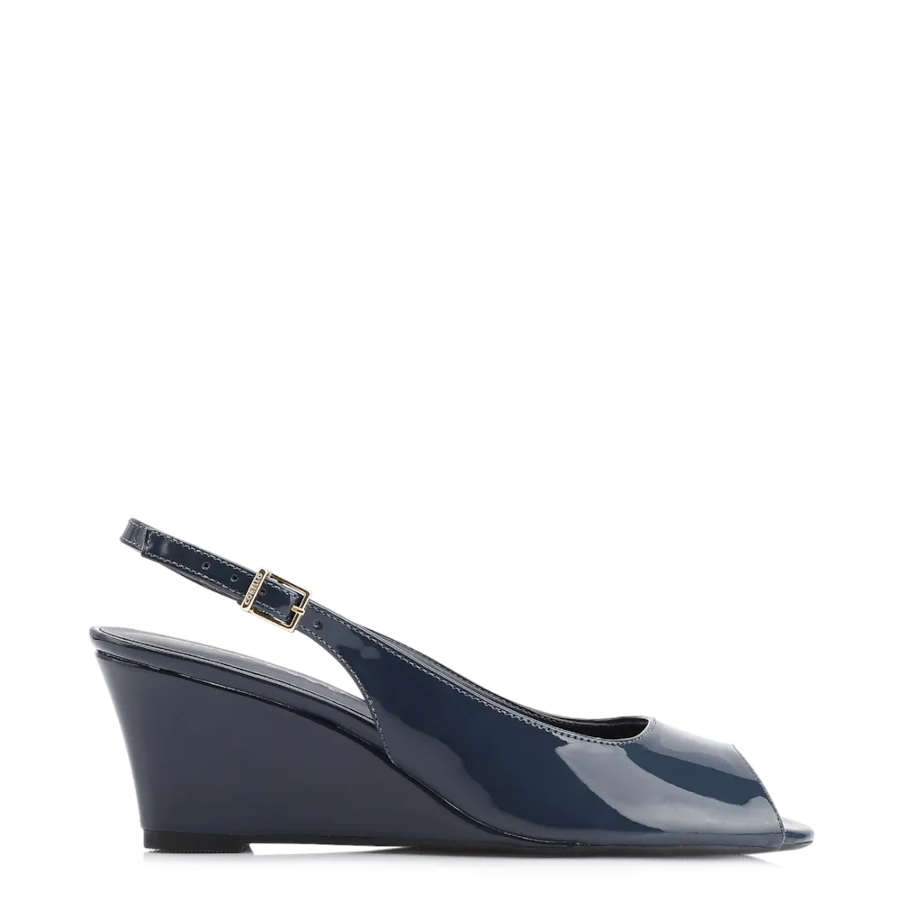 Peep Toe Anabela Alt Verniz Azul - imagem 2