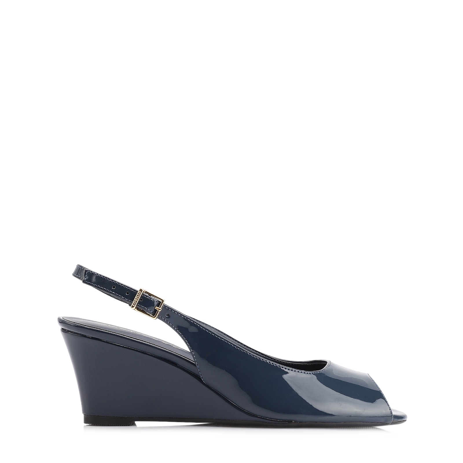 Peep Toe Anabela Alt Verniz Azul