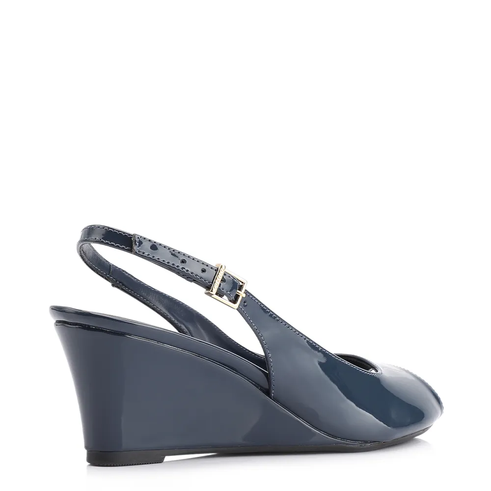 Peep Toe Anabela Alt Verniz Azul - imagem 3