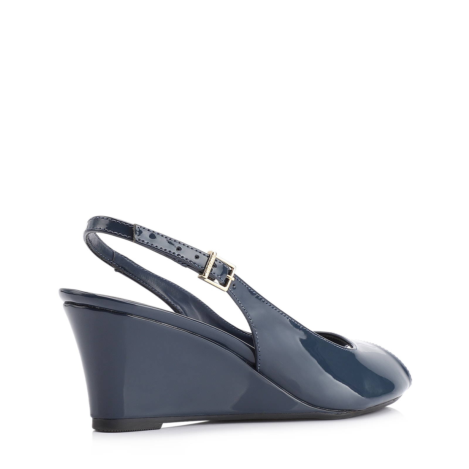 Peep Toe Anabela Alt Verniz Azul