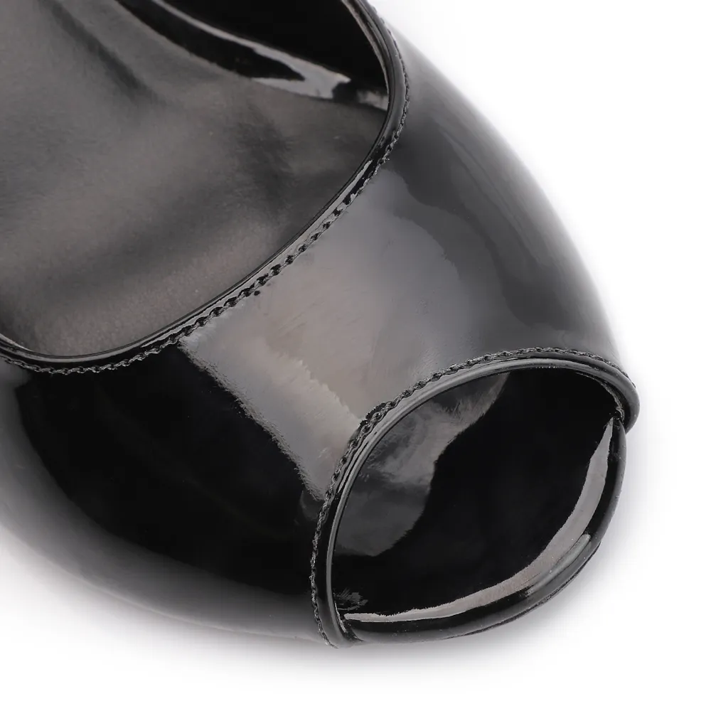 Peep Toe Anabela Alt Verniz Preto - imagem 5