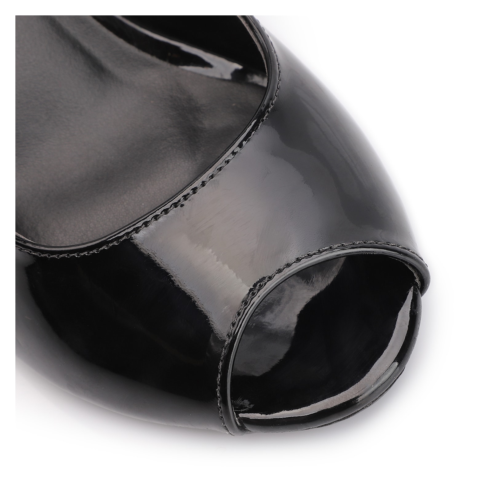 Peep Toe Anabela Alt Verniz Preto