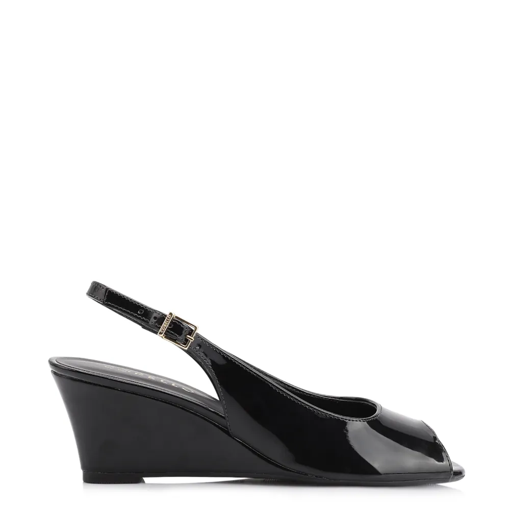 Peep Toe Anabela Alt Verniz Preto - imagem 2