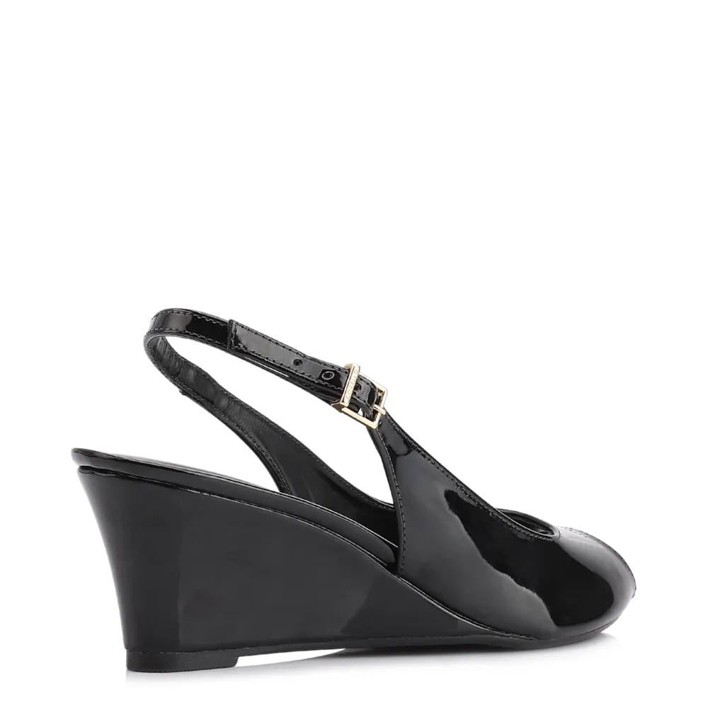 Peep Toe Anabela Alt Verniz Preto - imagem 3