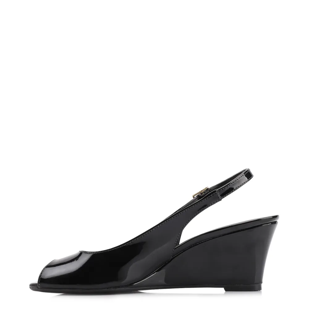 Peep Toe Anabela Alt Verniz Preto - imagem 4
