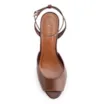 Peep Toe Anabela Couro Marrom - imagem 6