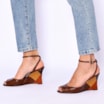Peep Toe Anabela Couro Marrom - imagem 2