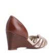 Peep Toe Anabela Couro Marrom/Alt Linho - imagem 4