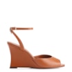Peep Toe Anabela Couro Marrom Claro - imagem 3