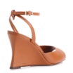 Peep Toe Anabela Couro Marrom Claro - imagem 4
