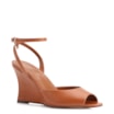 Peep Toe Anabela Couro Marrom Claro - imagem 1