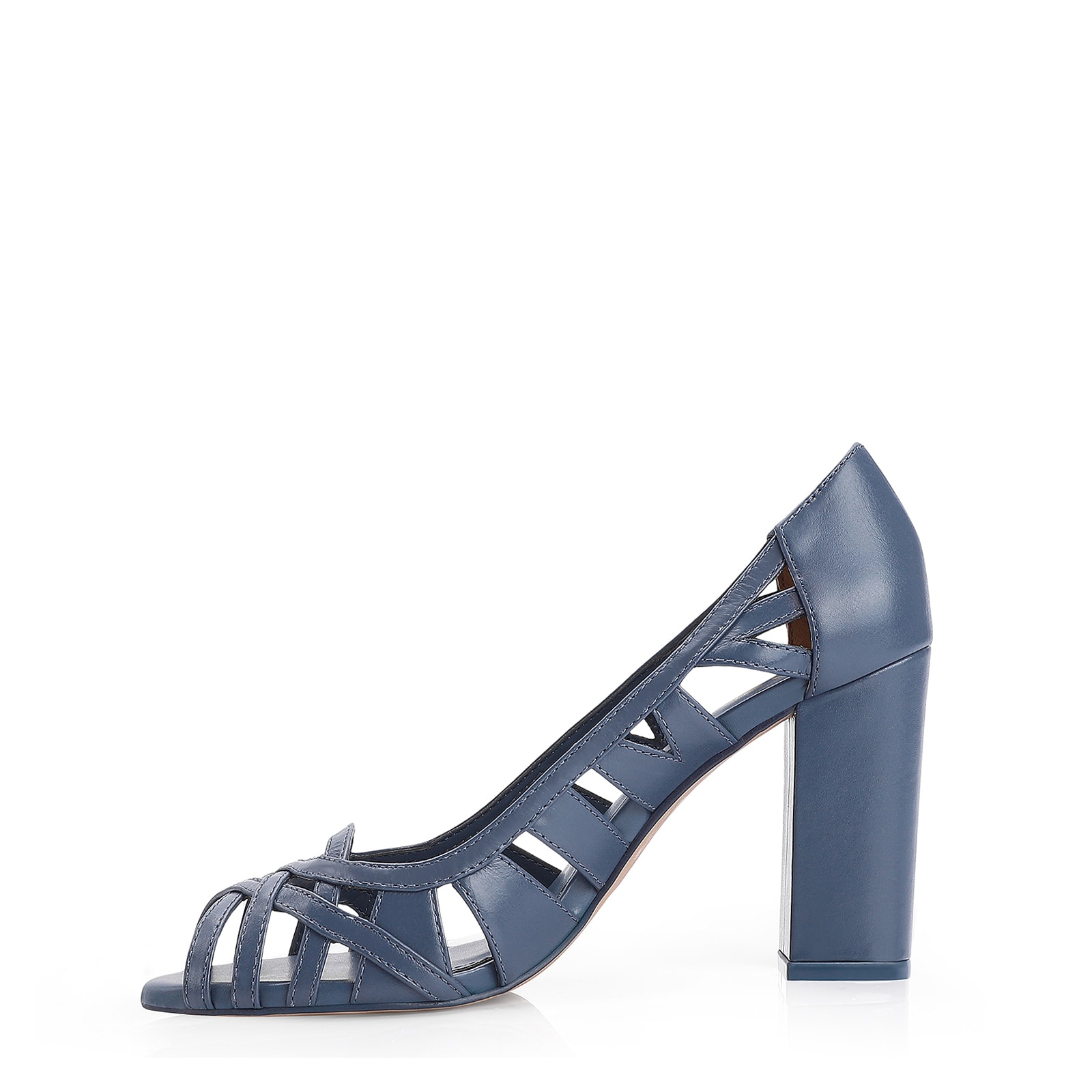 Peep Toe Couro Azul