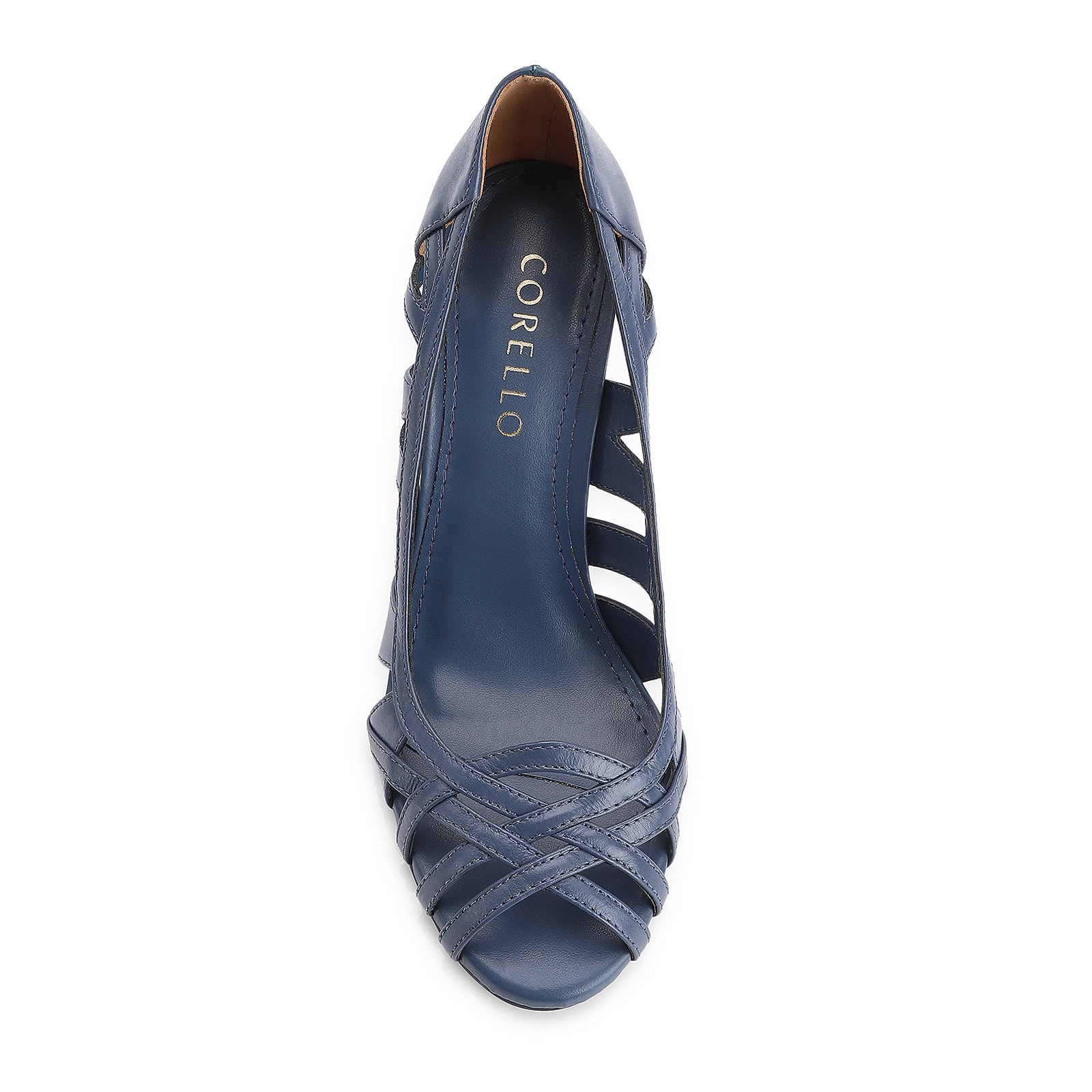 Peep Toe Couro Azul