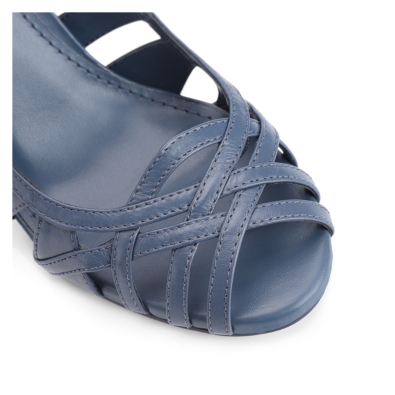 Peep Toe Couro Azul