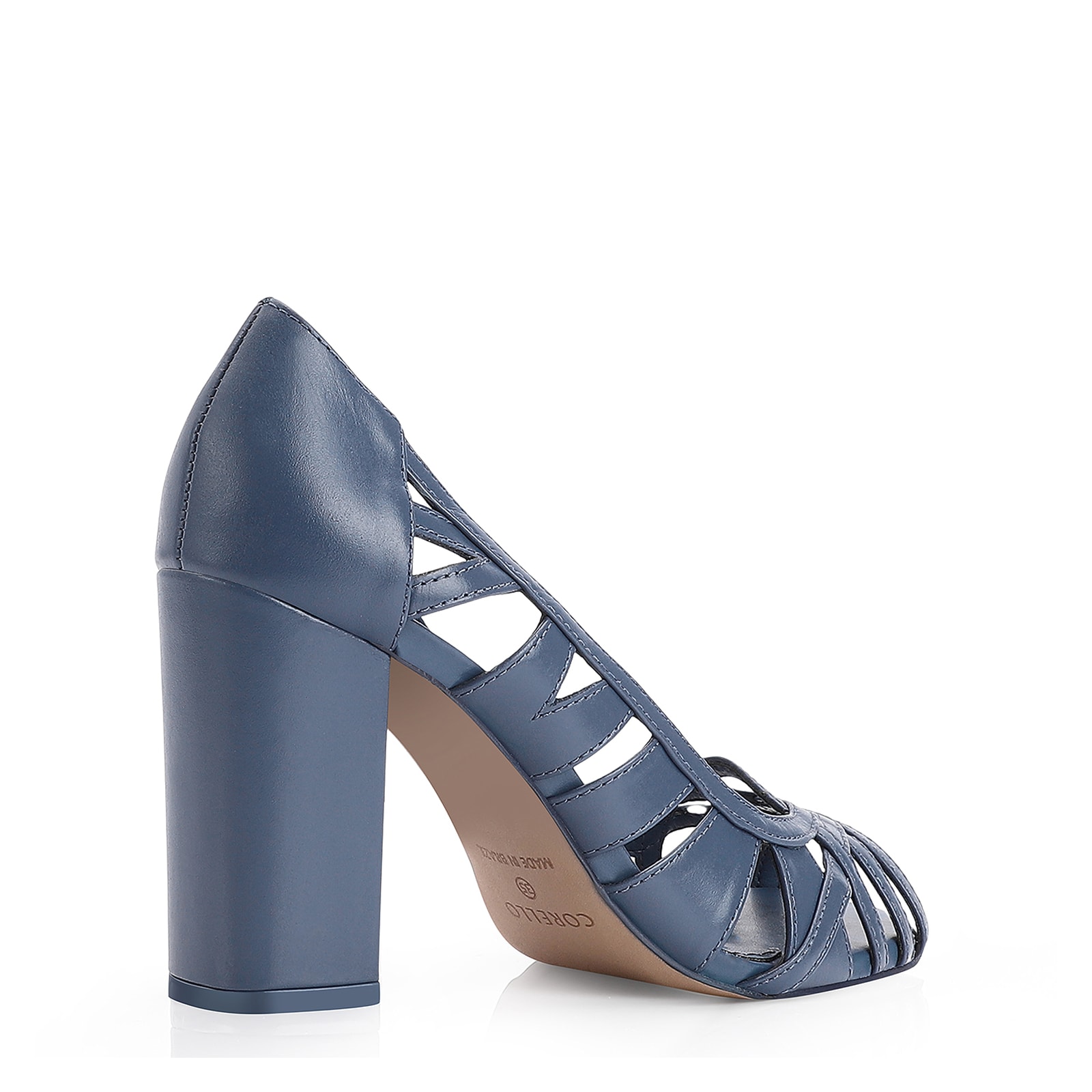 Peep Toe Couro Azul