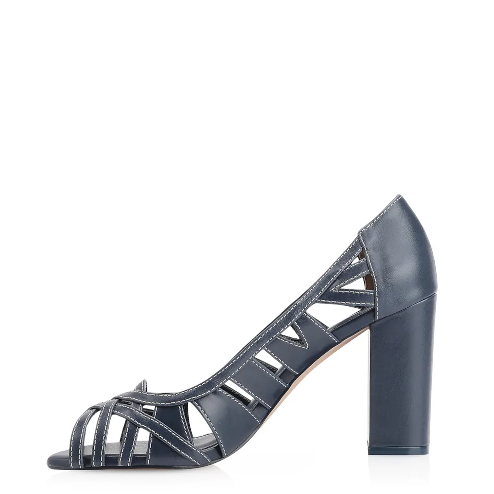 Peep Toe Couro Azul - imagem 4