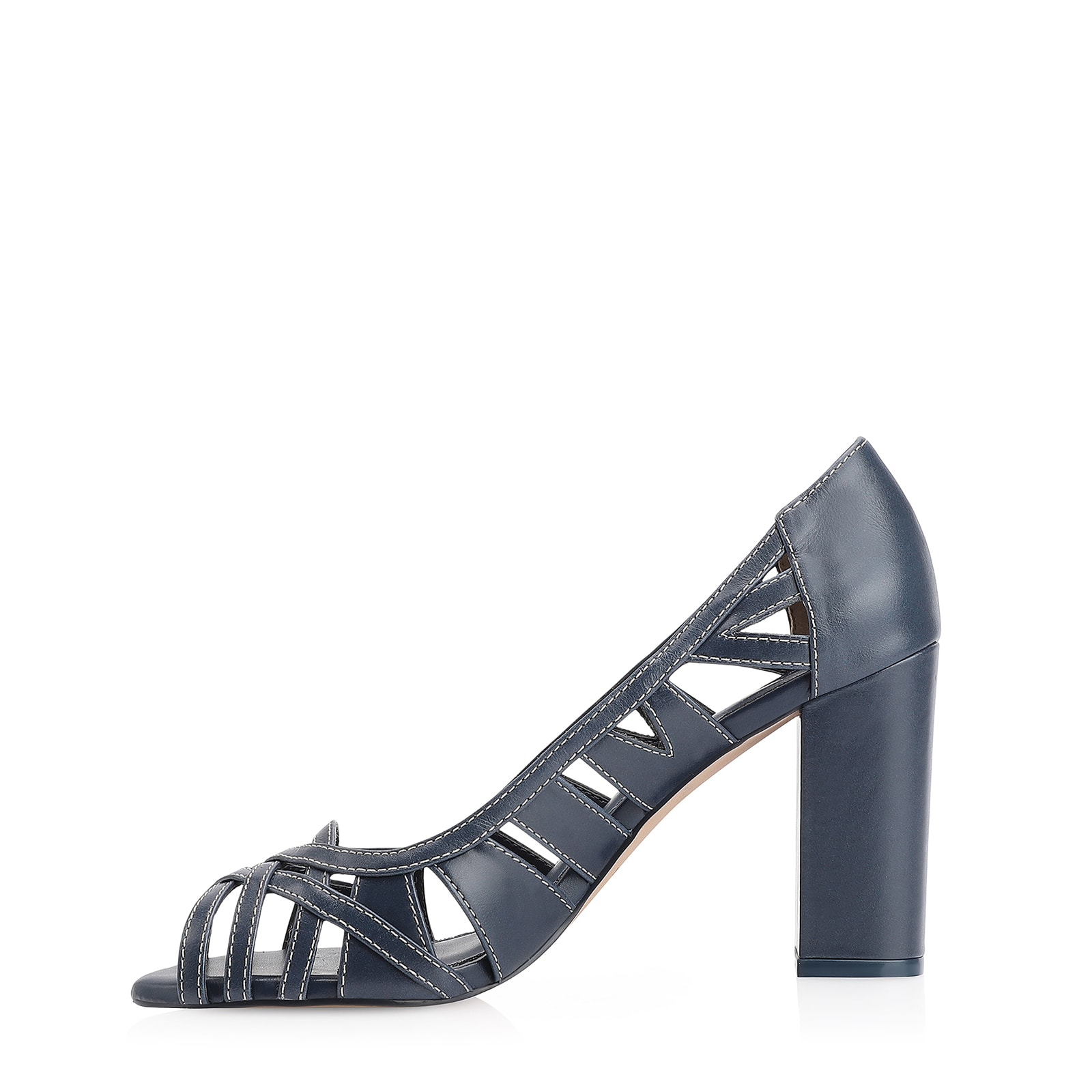 Peep Toe Couro Azul