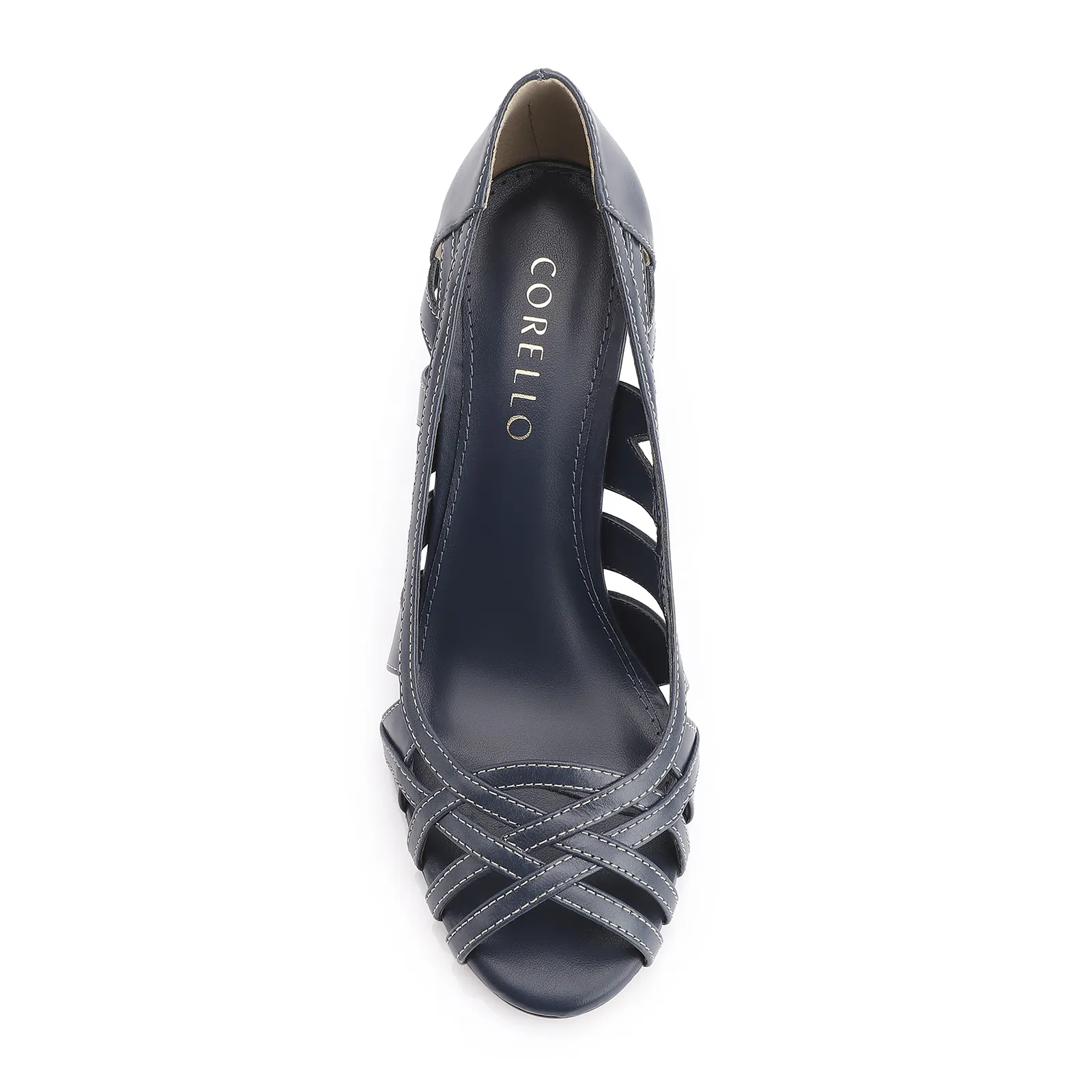 Peep Toe Couro Azul