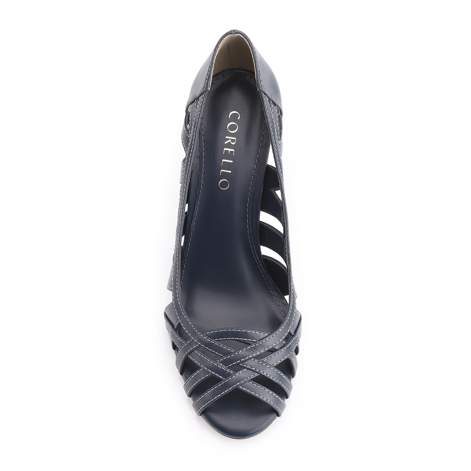 Peep Toe Couro Azul