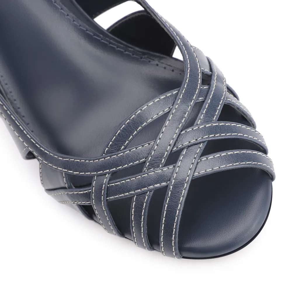 Peep Toe Couro Azul - imagem 6