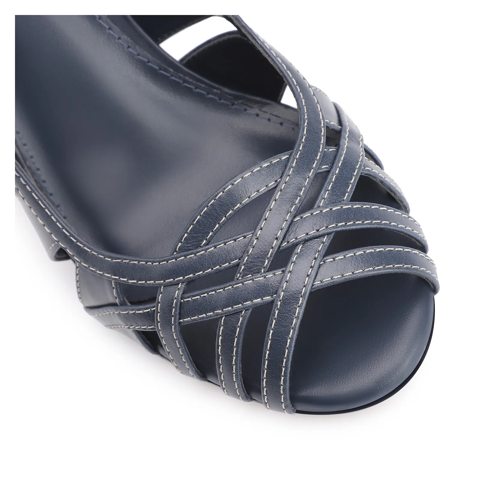 Peep Toe Couro Azul