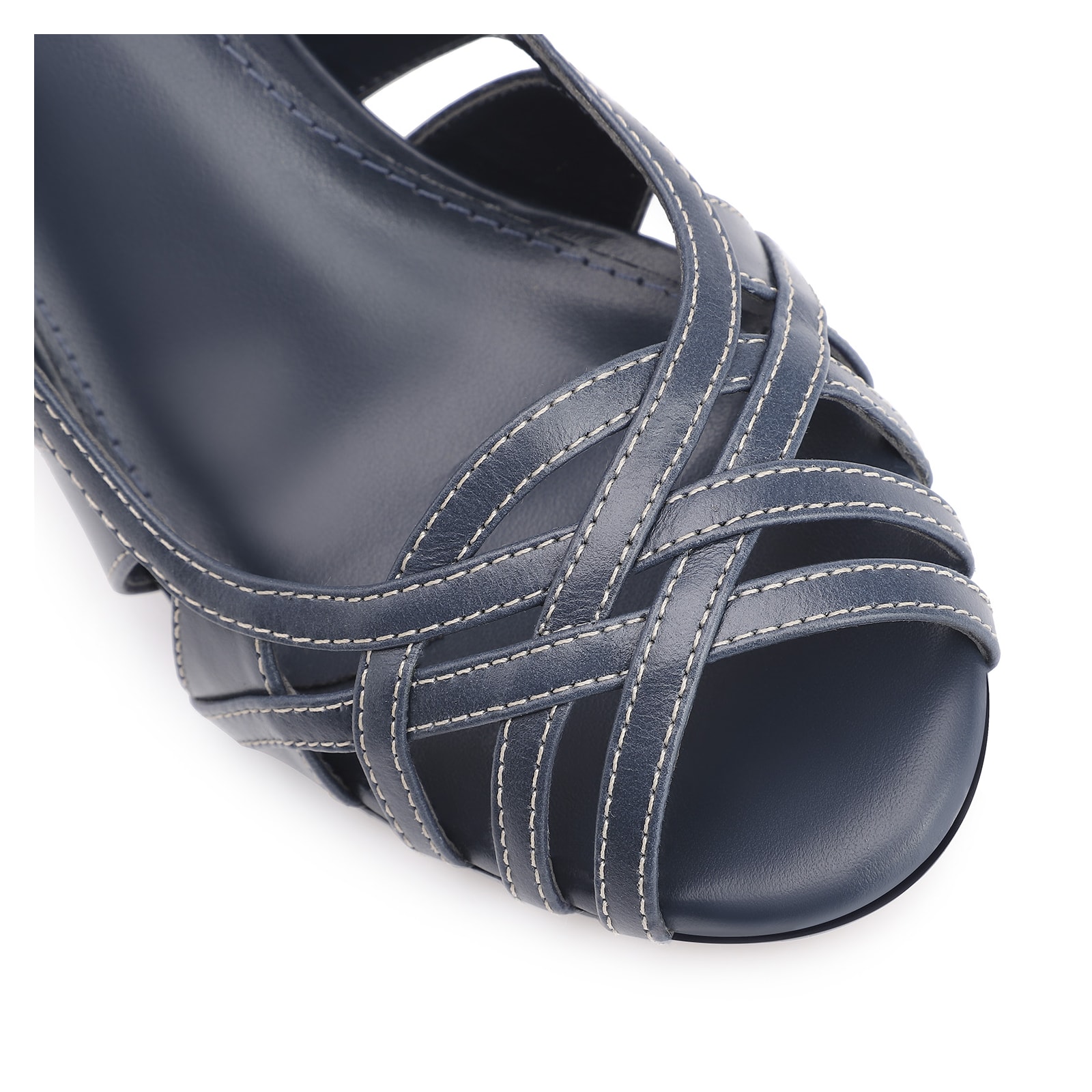 Peep Toe Couro Azul