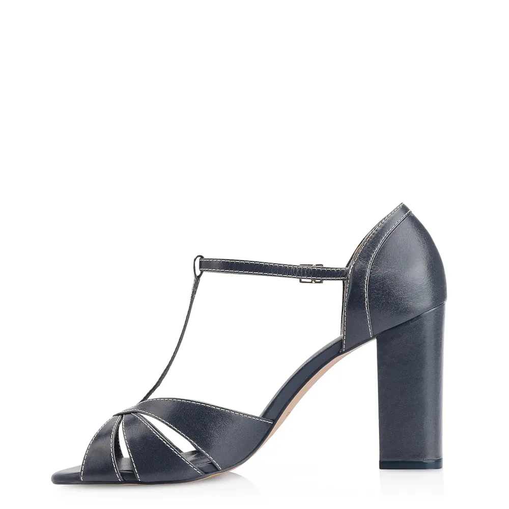Peep Toe Couro Azul - imagem 4