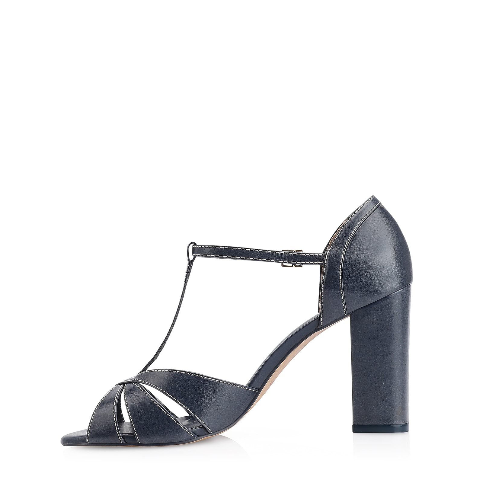 Peep Toe Couro Azul
