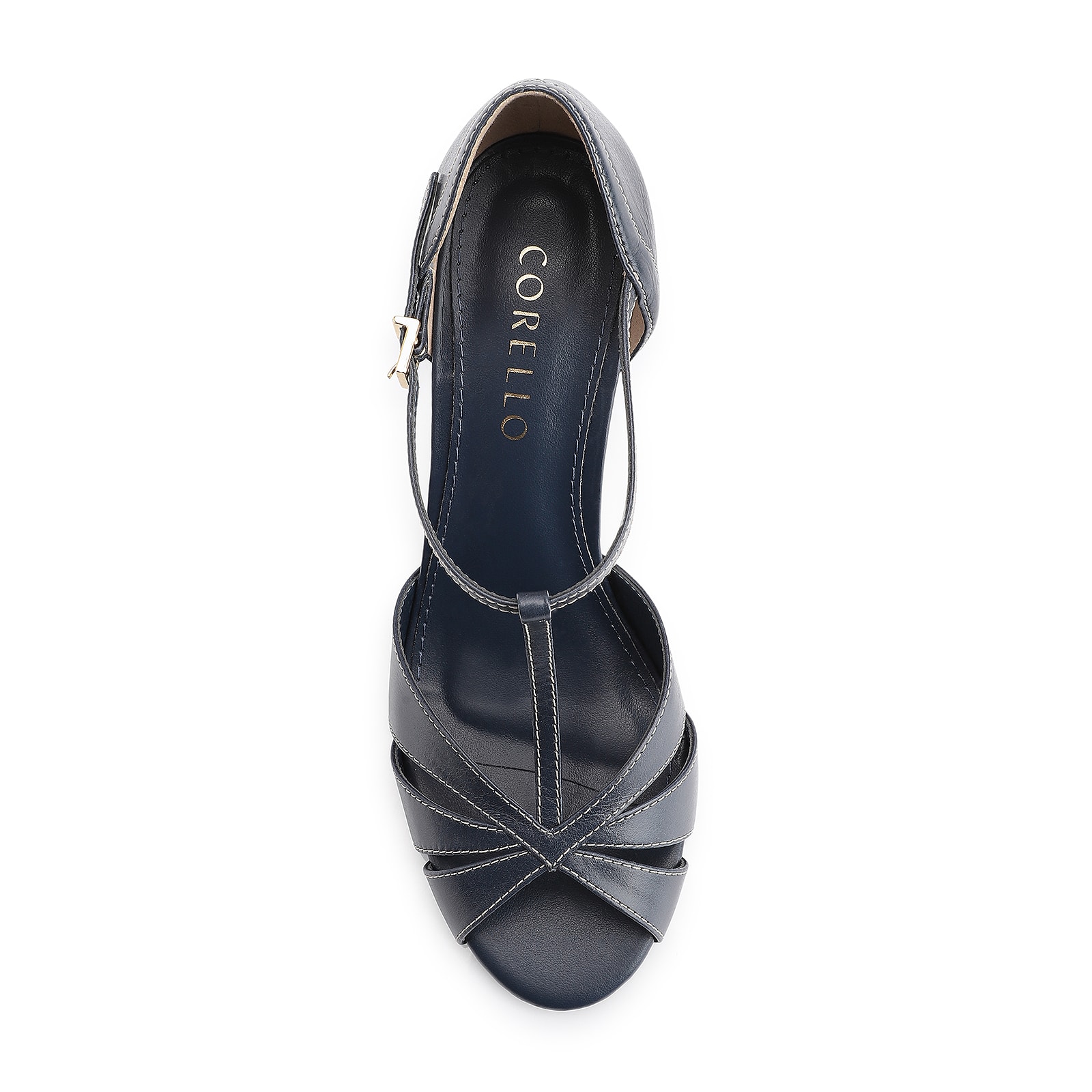 Peep Toe Couro Azul