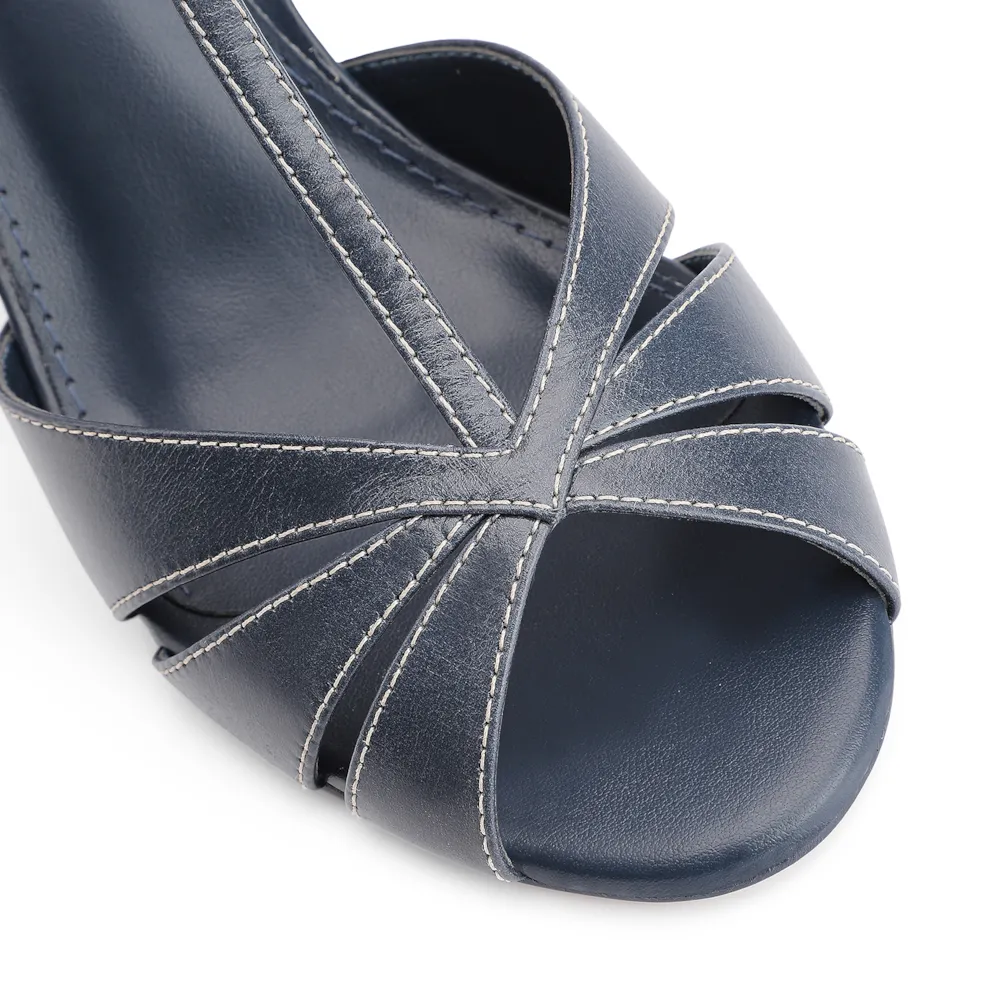 Peep Toe Couro Azul - imagem 6