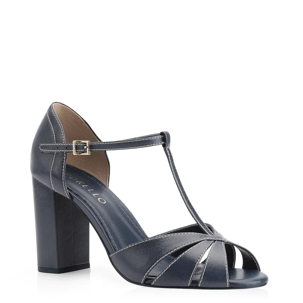 Peep Toe Couro Azul