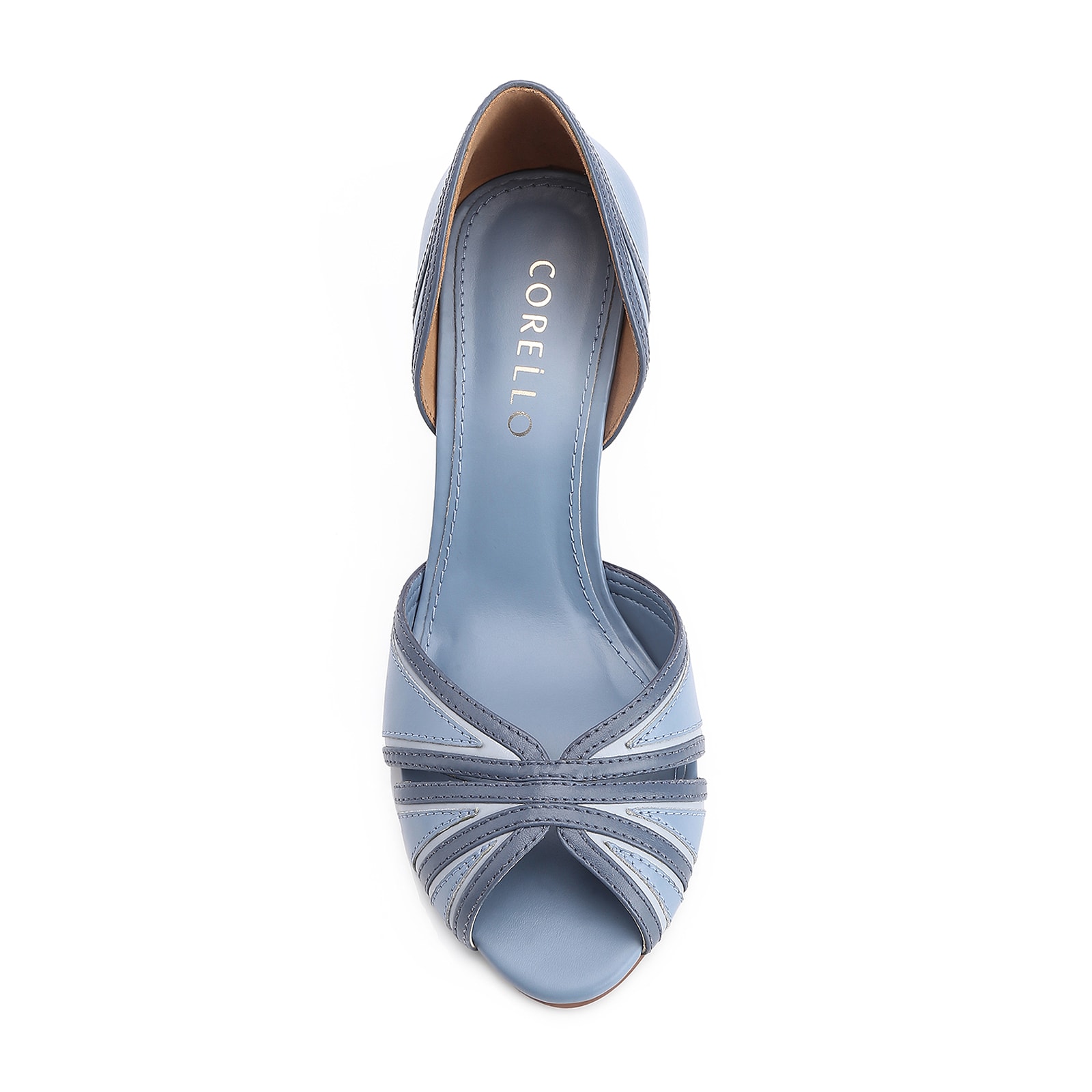 Peep Toe Couro Azul