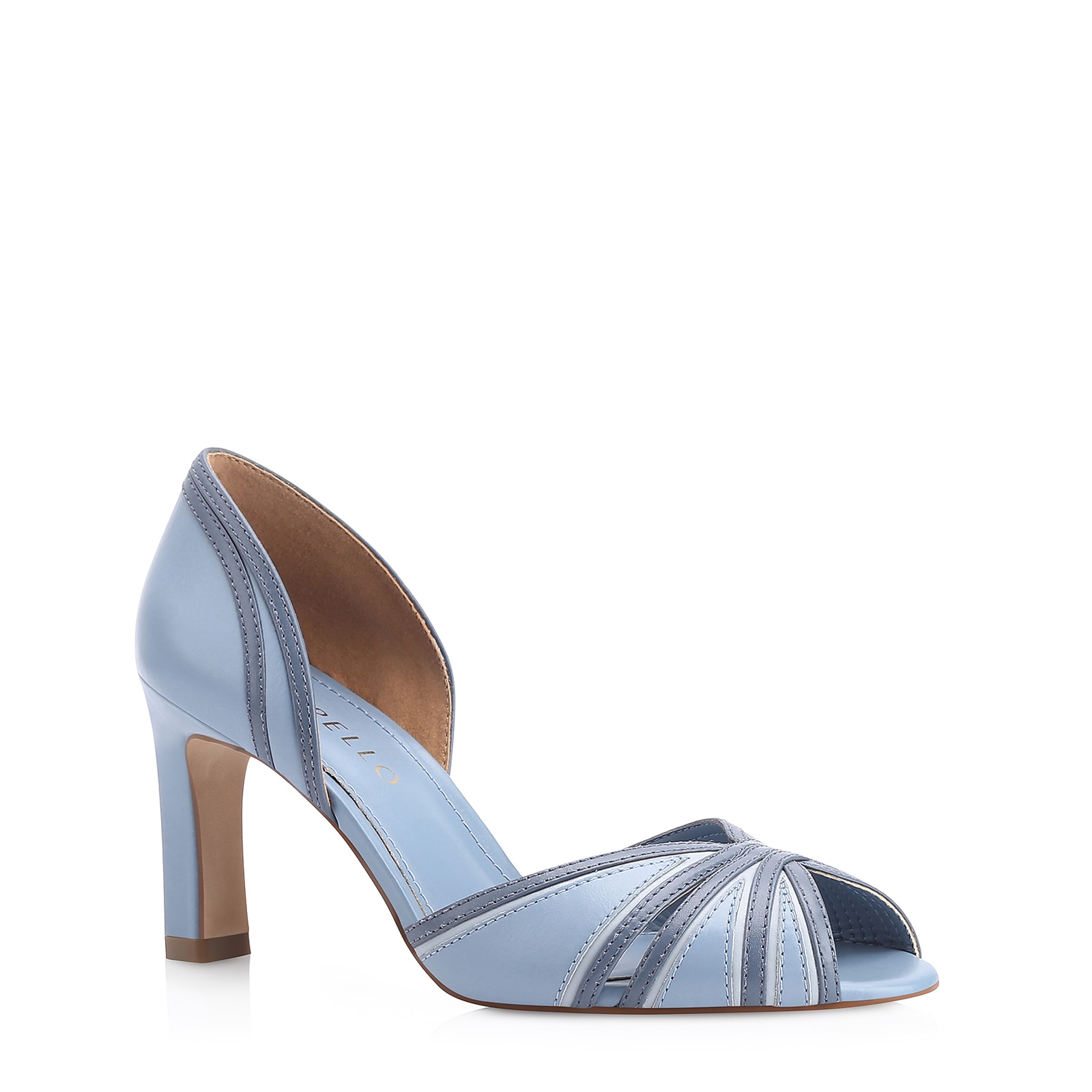 Peep Toe Couro Azul