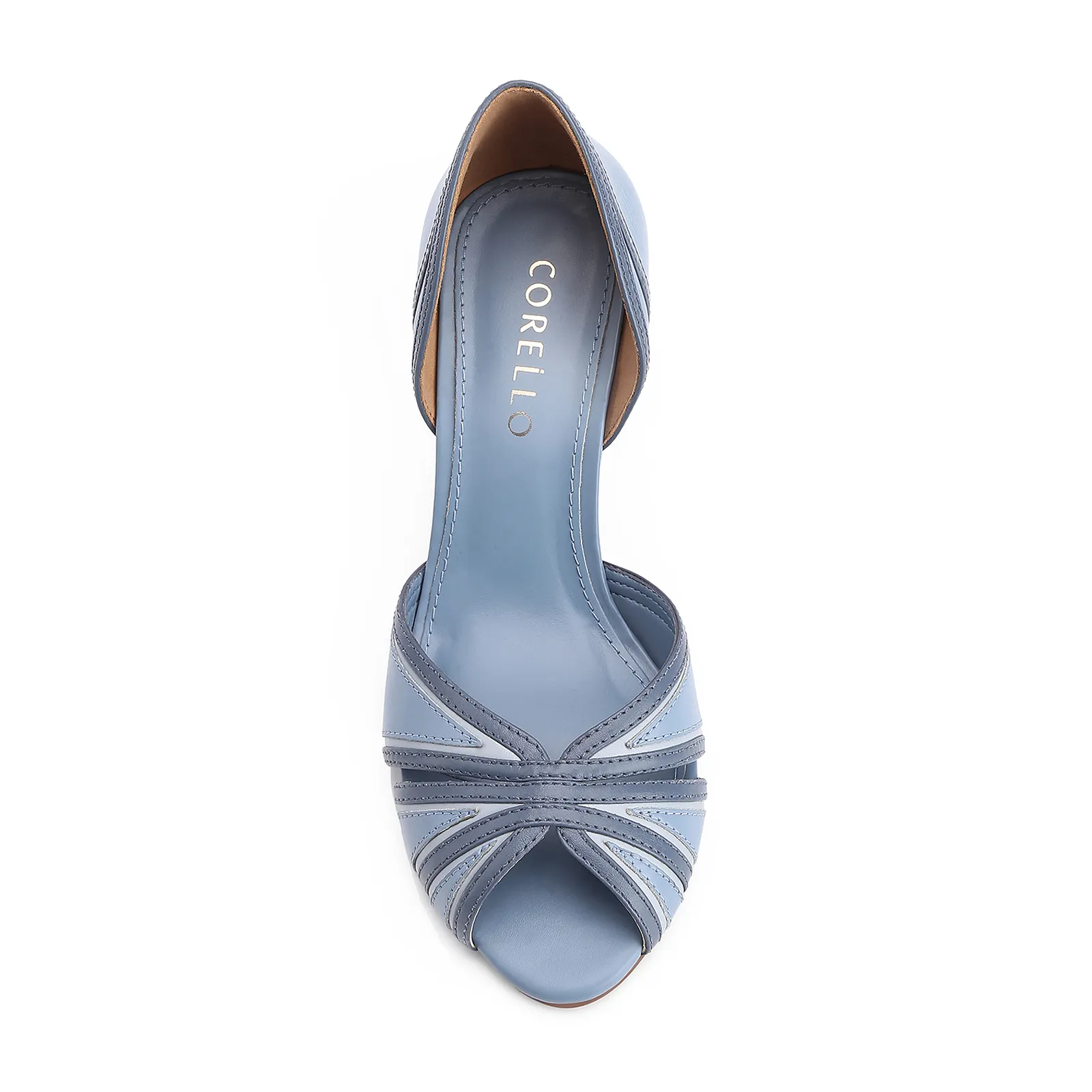 Peep Toe Couro Azul