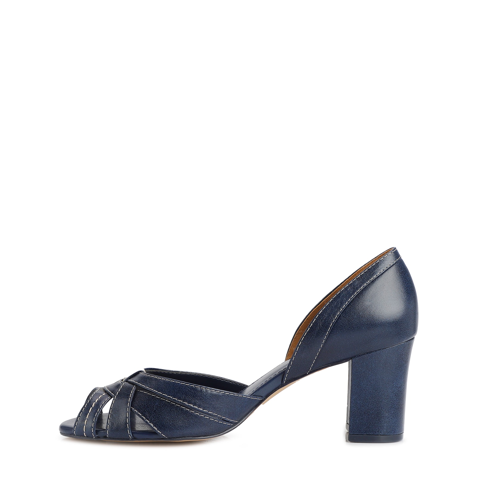 Peep Toe Couro Azul
