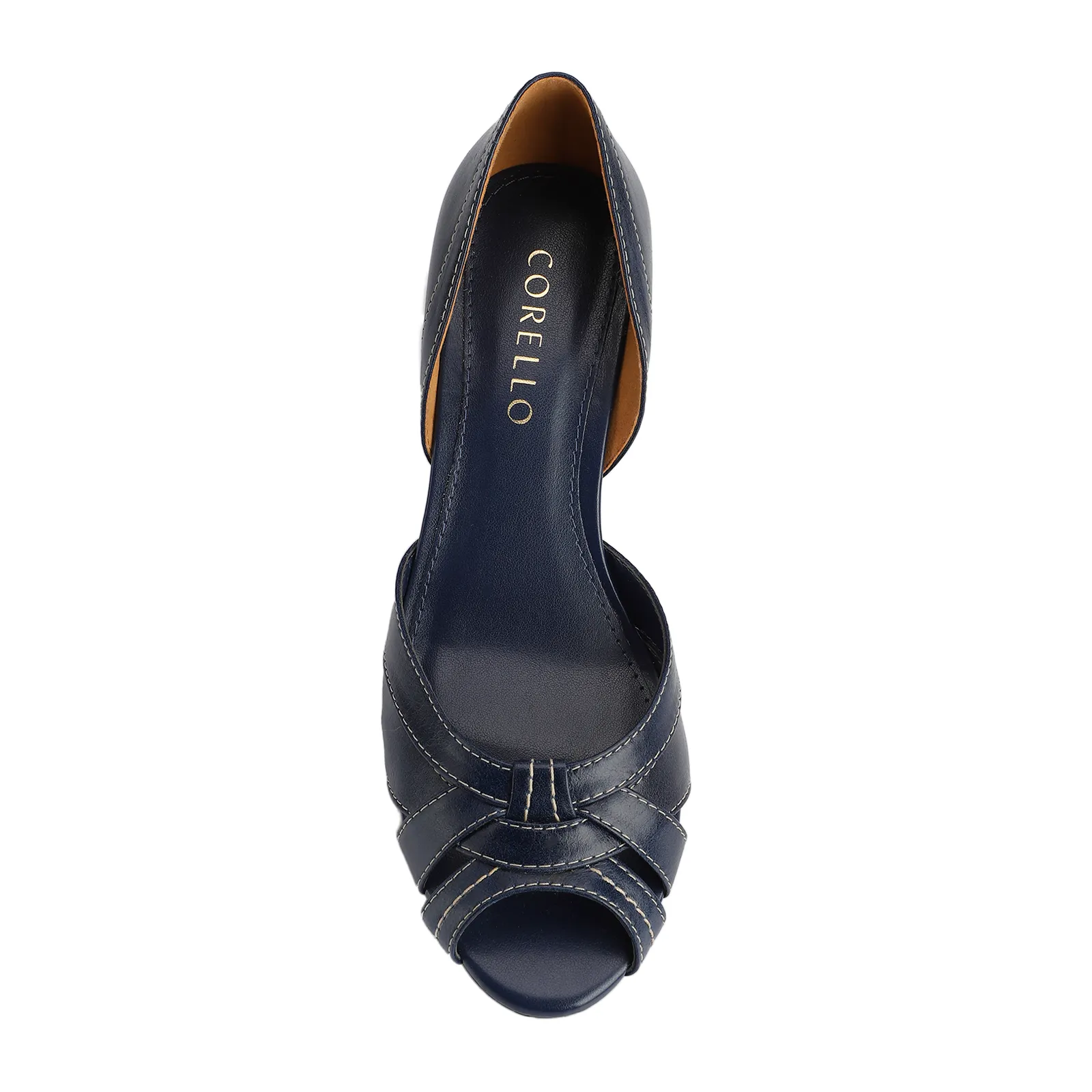 Peep Toe Couro Azul
